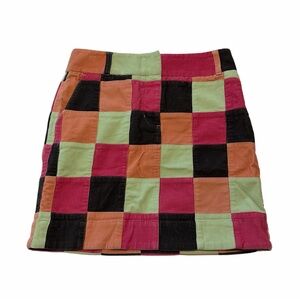 Vineyard Vines Patchwork Corduroy Skirt 2 Multicolor Cotton Short Boho Festival
